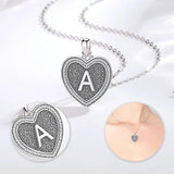 Eudora 925 Silver Vintage Initial Necklace Heart Letter A Zircon Pendant