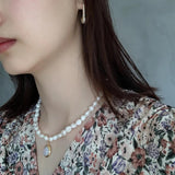 925 Silver Freshwater Pearl Chalcedony Choker Necklace