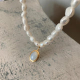 925 Silver Freshwater Pearl Chalcedony Choker Necklace