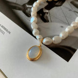 925 Silver Freshwater Pearl Chalcedony Choker Necklace