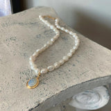 925 Silver Freshwater Pearl Chalcedony Choker Necklace