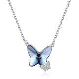 Sapphire Zircon Butterfly Pendant Necklace for Women