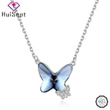 Sapphire Zircon Butterfly Pendant Necklace for Women