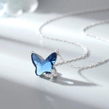 Sapphire Zircon Butterfly Pendant Necklace for Women