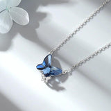 Sapphire Zircon Butterfly Pendant Necklace for Women