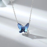 Sapphire Zircon Butterfly Pendant Necklace for Women