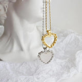 Sterling Silver Mother of Pearl Abalone Shell Heart Necklace