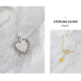 Sterling Silver Mother of Pearl Abalone Shell Heart Necklace