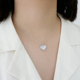 Sterling Silver Mother of Pearl Abalone Shell Heart Necklace
