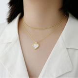 Sterling Silver Mother of Pearl Abalone Shell Heart Necklace