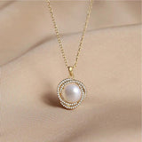 Pearl Necklace S925 Silver Zircon Pendant Wedding Gift