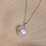 Pearl Necklace S925 Silver Zircon Pendant Wedding Gift
