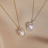 Pearl Necklace S925 Silver Zircon Pendant Wedding Gift
