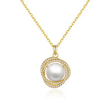 Pearl Necklace S925 Silver Zircon Pendant Wedding Gift