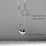 925 Silver Heart Necklace Long Bead Chain Pendant Gift