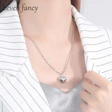 925 Silver Heart Necklace Long Bead Chain Pendant Gift