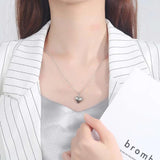925 Silver Heart Necklace Long Bead Chain Pendant Gift