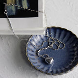 925 Silver Heart Necklace Long Bead Chain Pendant Gift