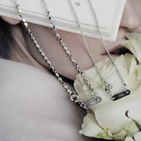 925 Silver Heart Necklace Long Bead Chain Pendant Gift