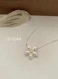 925 Silver Daisy Snake Chain Necklace Vacation Jewelry Accessory