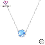 S925 Silver Necklace with Sapphire Pendant for Women Wedding