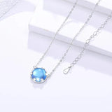 S925 Silver Necklace with Sapphire Pendant for Women Wedding