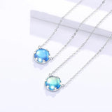 S925 Silver Necklace with Sapphire Pendant for Women Wedding