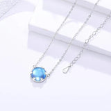 S925 Silver Necklace with Sapphire Pendant for Women Wedding