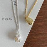 925 Silver Pea Pearl Bead Necklace Daily Vacation Jewelry