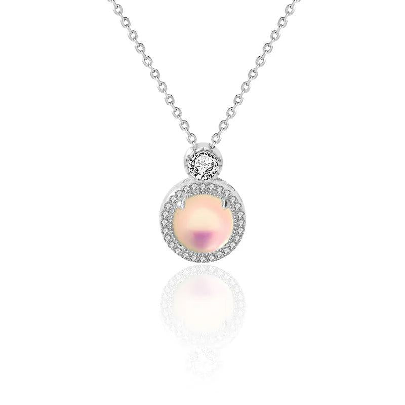 Moonstone Zircon Pendant Necklace S925 Silver Jewelry for Women