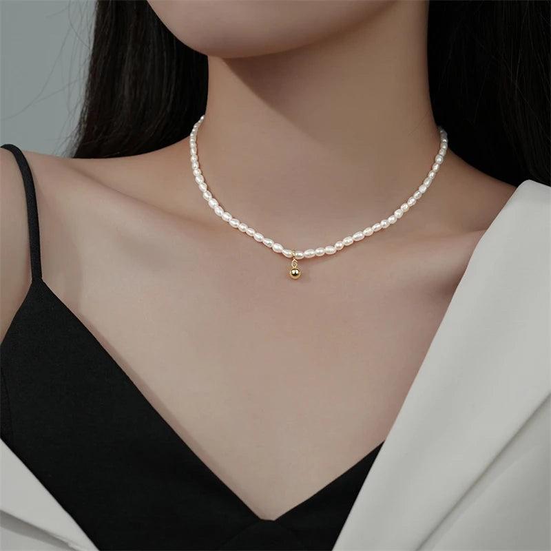 Baroque Freshwater Pearl Necklace 925 Silver Chain Choker Jewelry