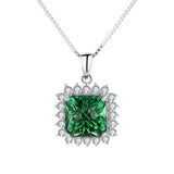 925 Silver Necklace with Emerald Zircon Pendant for Women