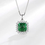 925 Silver Necklace with Emerald Zircon Pendant for Women