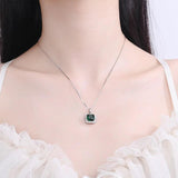 925 Silver Necklace with Emerald Zircon Pendant for Women