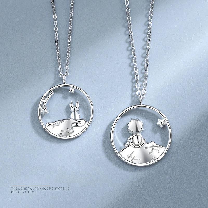 Silver Prince Fox Pendant Necklace Jewelry Gift X211