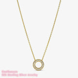 Autumn Signature Logo Pave Clavicle Chain Necklace 925 Sterling Silver