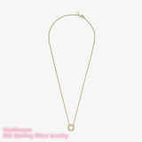 Autumn Signature Logo Pave Clavicle Chain Necklace 925 Sterling Silver