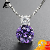 Amethyst Zircon Gemstone Pendant Necklace for Women Wedding Ornaments