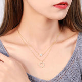 Geometric Star Sun Crystal Silver Choker Pendant Necklace