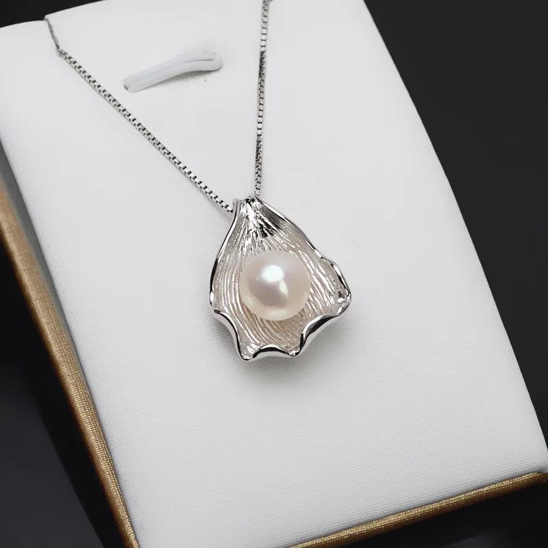 Freshwater Pearl Pendant Necklace Silver Chain Necklace