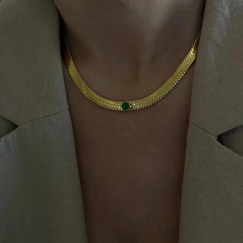 24K Plated Zircon Necklace Pendant Chain Wedding Anniversary