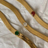 24K Plated Zircon Necklace Pendant Chain Wedding Anniversary