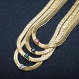 24K Plated Zircon Necklace Pendant Chain Wedding Anniversary