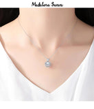 9-10mm AA Round Pearl Sterling Silver Necklace with Cubic Zirconia