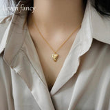 925 Silver Puffed Heart Pendant Necklace Gift for Her