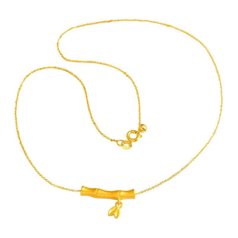 18K Frosted Slub Necklace Solid 999 Chain Jewelry Set for Women