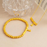 18K Frosted Slub Necklace Solid 999 Chain Jewelry Set for Women