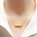18K Frosted Slub Necklace Solid 999 Chain Jewelry Set for Women