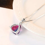 Red Tourmaline Pendant S925 Sterling Silver Necklace