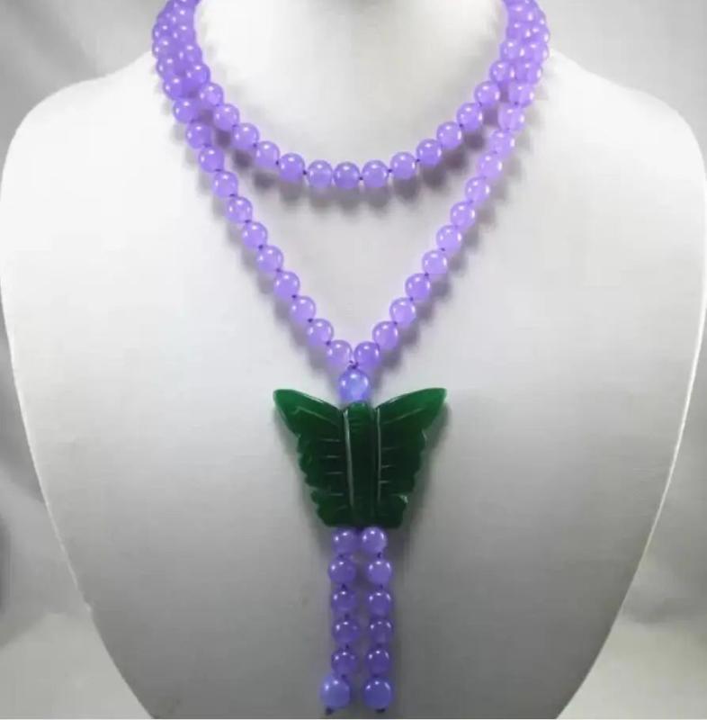 8mm Jade Bead Butterfly Necklace